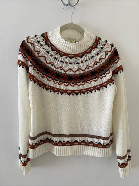 Telluride Clothing Company Sweaters - Cream Fair Isle Sweater Rust and Black Pattern Telluride Clothing Co Medium